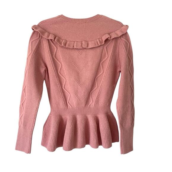 Ted Baker NWTs Elsahi Frill Pink Peplum Sweater size 8 Romantic Feminine - Picture 7 of 10